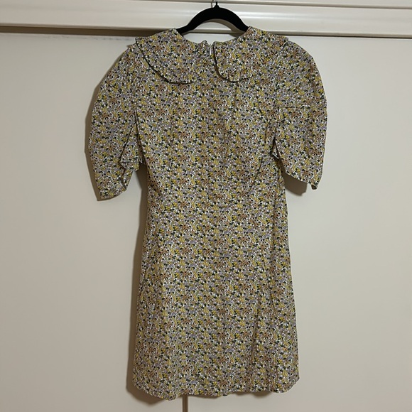 NEW Anthropologie Short-Sleeve Collared Printed Mini Dress, Yellow, Size 8 - Picture 9 of 9